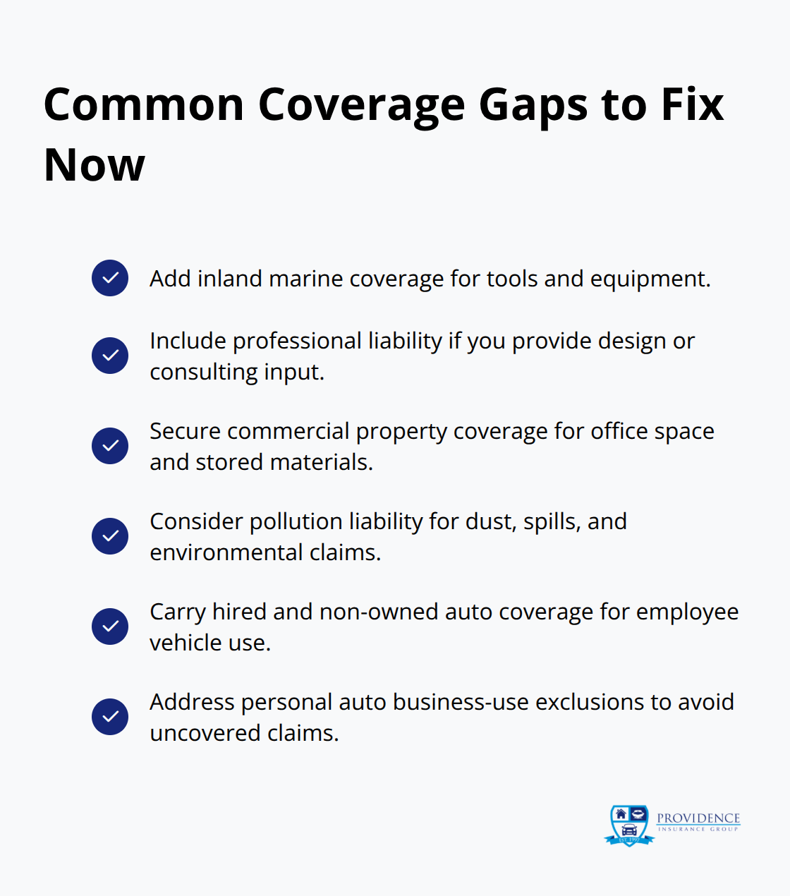 Checklist of frequently missed insurance coverages for Florida contractors - Florida contractor insurance