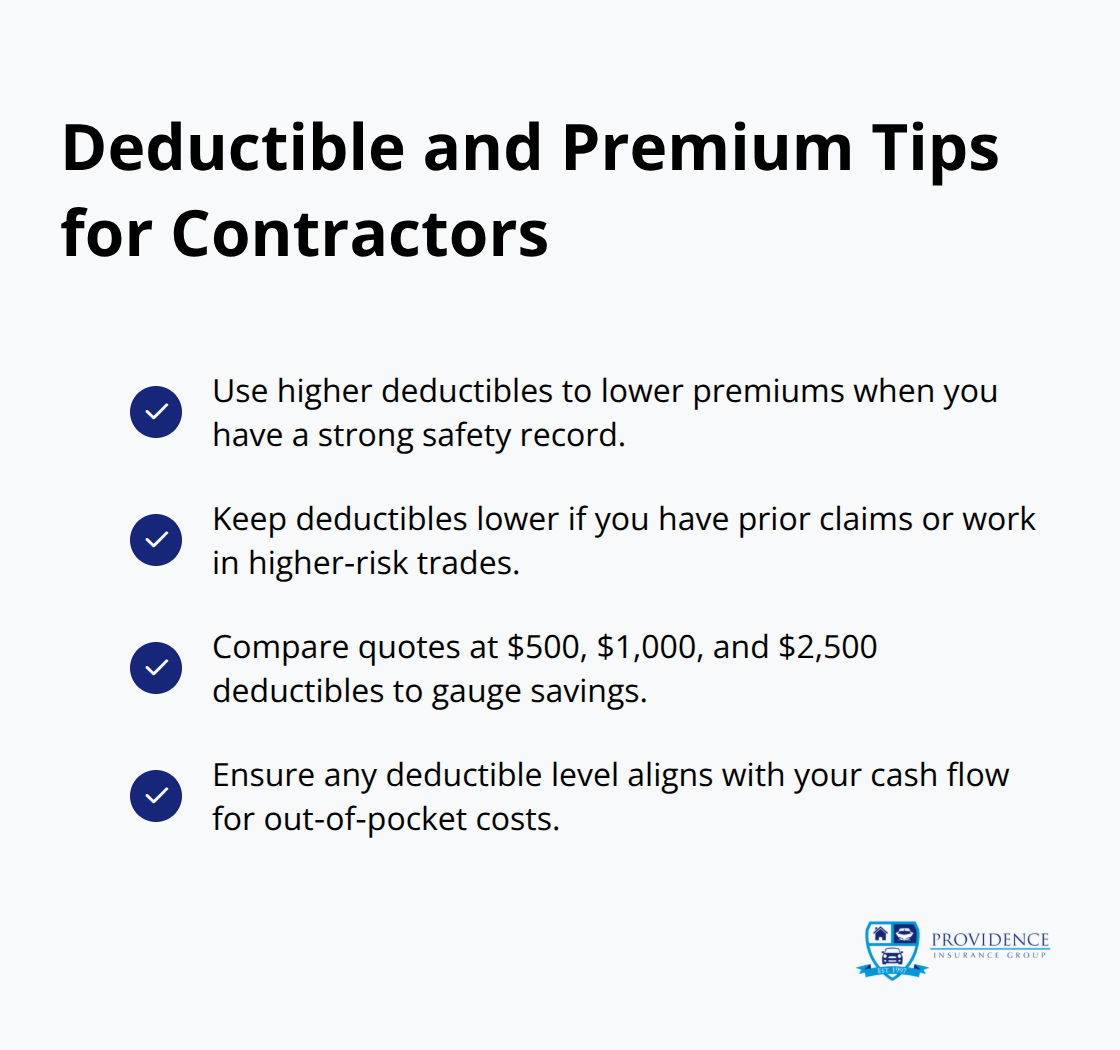 Checklist of strategies to balance deductibles and premiums for Florida contractors - Florida contractor liability