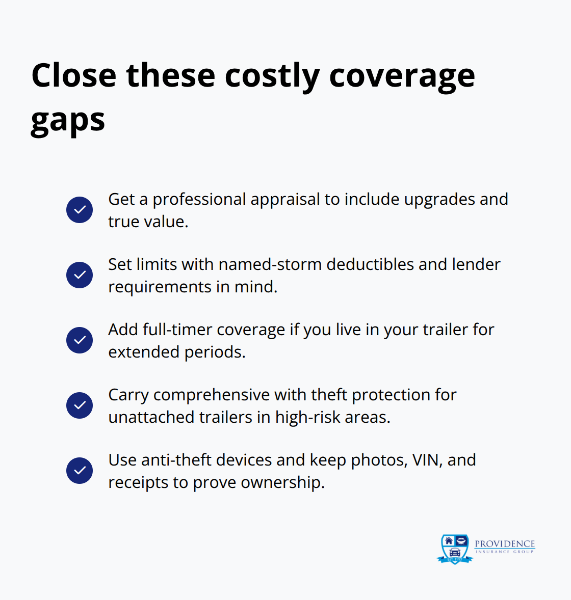 Checklist of common coverage gaps for Florida travel trailer owners - Travel trailer Florida insurance